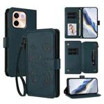 For vivo Y28 4G Global Butterfly Love Flower Multi-card Zipper Wallet Leather Phone Case(Dark Green)