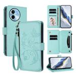 For vivo Y38 5G Global / T3X 5G Butterfly Love Flower Multi-card Zipper Wallet Leather Phone Case(Mint Green)