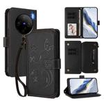 For vivo X100 Pro / X100s Pro Butterfly Love Flower Multi-card Zipper Wallet Leather Phone Case(Black)