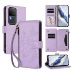 For vivo S18 / S18 Pro 5G / V30 Pro Butterfly Love Flower Multi-card Zipper Wallet Leather Phone Case(Light Purple)