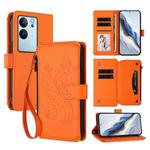 For vivo V29e / Y200 / V30 Lite 5G Butterfly Love Flower Multi-card Zipper Wallet Leather Phone Case(Orange)