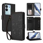 For vivo V29e / Y200 / V30 Lite 5G Butterfly Love Flower Multi-card Zipper Wallet Leather Phone Case(Black)