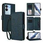 For vivo S17 / S17 Pro 5G / S17t 5G Butterfly Love Flower Multi-card Zipper Wallet Leather Phone Case(Dark Green)