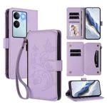 For vivo S17 / S17 Pro 5G / S17t 5G Butterfly Love Flower Multi-card Zipper Wallet Leather Phone Case(Light Purple)