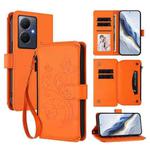 For vivo Y78+ 5G Global / V29 Lite Butterfly Love Flower Multi-card Zipper Wallet Leather Phone Case(Orange)