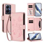 For vivo Y78+ 5G Global / V29 Lite Butterfly Love Flower Multi-card Zipper Wallet Leather Phone Case(Pink)