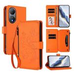 For vivo Y100 India / Y100A Global Butterfly Love Flower Multi-card Zipper Wallet Leather Phone Case(Orange)