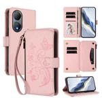 For vivo Y100 India / Y100A Global Butterfly Love Flower Multi-card Zipper Wallet Leather Phone Case(Pink)