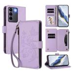 For vivo S16 / V27 5G / V27 Pro 5G Butterfly Love Flower Multi-card Zipper Wallet Leather Phone Case(Light Purple)