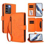 For vivo S16e 5G / V27e 4G / T2 4G Butterfly Love Flower Multi-card Zipper Wallet Leather Phone Case(Orange)