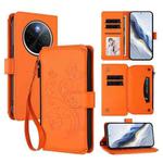 For vivo Y300 Pro+ 5G / iQOO Z10 5G Butterfly Love Flower Multi-card Zipper Wallet Leather Phone Case(Orange)