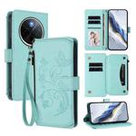 For vivo Y300 Pro+ 5G / iQOO Z10 5G Butterfly Love Flower Multi-card Zipper Wallet Leather Phone Case(Mint Green)
