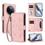 For vivo Y300 Pro+ 5G / iQOO Z10 5G Butterfly Love Flower Multi-card Zipper Wallet Leather Phone Case(Pink)