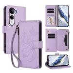 For vivo Y400 Pro 5G Butterfly Love Flower Multi-card Zipper Wallet Leather Phone Case(Light Purple)