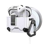 For AirPods 4 Two Color MagSafe Magnetic Holder Carbon Fiber Pattern Earphone Case(Black White)