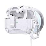 For AirPods Pro 2 Two Color MagSafe Magnetic Holder Carbon Fiber Pattern Earphone Case(White)
