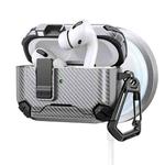 For AirPods Pro Two Color MagSafe Magnetic Holder Carbon Fiber Pattern Earphone Case(Grey)