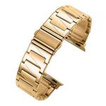 For Apple Watch 42 / 44 / 45 / 46 / 49mm xDfind Stepped Stainless Steel Watch Band(Gold)