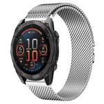 For Garmin Fenix 8/7X/6X/5X 26mm xDfind Milanese Parachute Buckle Stainless Steel Watch Band(Silver)