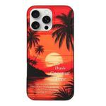 For iPhone 16 Coconut Tree Double-sided lamination TPU Phone Case(Sunset Orange)