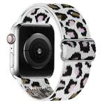 For Apple Watch 38 / 40 / 41 / S10 42mm xDfind Adjustable Slide Buckle Elastic Nylon Watch Band(Purple White Leopard)