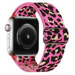 For Apple Watch 38 / 40 / 41 / S10 42mm xDfind Adjustable Slide Buckle Elastic Nylon Watch Band(Rose Red Leopard)