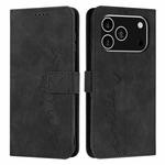 For iPhone 17 Pro Skin Feel Heart Embossed Leather Phone Case with Long Lanyard(Black)