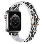 For Apple Watch 42 / 44 / 45 / 46 / 49mm xDfind Ladder Buckle Small Waist Elastic Nylon Watch Band(White Leopard)