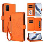 For Samsung Galaxy S20+ Butterfly Love Flower Multi-card Zipper Wallet Leather Phone Case(Orange)