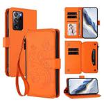 For Samsung Galaxy Note20 Ultra Butterfly Love Flower Multi-card Zipper Wallet Leather Phone Case(Orange)