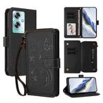 For OPPO A79 5G Global Butterfly Love Flower Multi-card Zipper Wallet Leather Phone Case(Black)