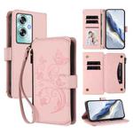 For OPPO A79 5G Global Butterfly Love Flower Multi-card Zipper Wallet Leather Phone Case(Pink)