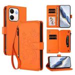 For OPPO A5x 5G / 4G Global Butterfly Love Flower Multi-card Zipper Wallet Leather Phone Case(Orange)