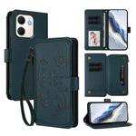 For OPPO A5x 5G / 4G Global Butterfly Love Flower Multi-card Zipper Wallet Leather Phone Case(Dark Green)