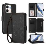 For OPPO A5x 5G / 4G Global Butterfly Love Flower Multi-card Zipper Wallet Leather Phone Case(Black)