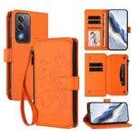 For OPPO A5 5G / A3 Pro 5G Global Butterfly Love Flower Multi-card Zipper Wallet Leather Phone Case(Orange)