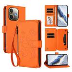 For OPPO A5 Pro 5G / 4G Global Butterfly Love Flower Multi-card Zipper Wallet Leather Phone Case(Orange)