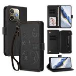 For OPPO A5 Pro 5G / 4G Global Butterfly Love Flower Multi-card Zipper Wallet Leather Phone Case(Black)