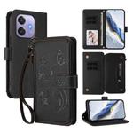 For OPPO A3x / A3 / A60 5G Global Butterfly Love Flower Multi-card Zipper Wallet Leather Phone Case(Black)