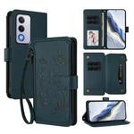 For OPPO A80 5G EU / K12x 5G Global Butterfly Love Flower Multi-card Zipper Wallet Leather Phone Case(Dark Green)