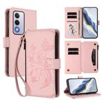 For OPPO A80 5G EU / K12x 5G Global Butterfly Love Flower Multi-card Zipper Wallet Leather Phone Case(Pink)