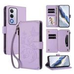 For OPPO A80 5G EU / K12x 5G Global Butterfly Love Flower Multi-card Zipper Wallet Leather Phone Case(Light Purple)