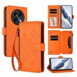 For OPPO A2 Pro 5G / F27 Pro 5G Butterfly Love Flower Multi-card Zipper Wallet Leather Phone Case(Orange)