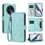 For OPPO A2 Pro 5G / F27 Pro 5G Butterfly Love Flower Multi-card Zipper Wallet Leather Phone Case(Mint Green)
