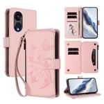 For OPPO Reno8 T 5G Global /  A1 Pro 5G Butterfly Love Flower Multi-card Zipper Wallet Leather Phone Case(Pink)