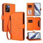 For OPPO A57 / A77 / A57s 4G Global Butterfly Love Flower Multi-card Zipper Wallet Leather Phone Case(Orange)