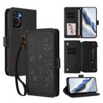 For OPPO A36 / A76 / A96 / K10 4G Butterfly Love Flower Multi-card Zipper Wallet Leather Phone Case(Black)