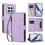 For OPPO F29 5G Global Butterfly Love Flower Multi-card Zipper Wallet Leather Phone Case(Light Purple)