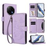 For OPPO F29 Pro 5G Global Butterfly Love Flower Multi-card Zipper Wallet Leather Phone Case(Light Purple)