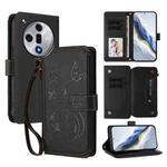 For OPPO Find X7 Butterfly Love Flower Multi-card Zipper Wallet Leather Phone Case(Black)